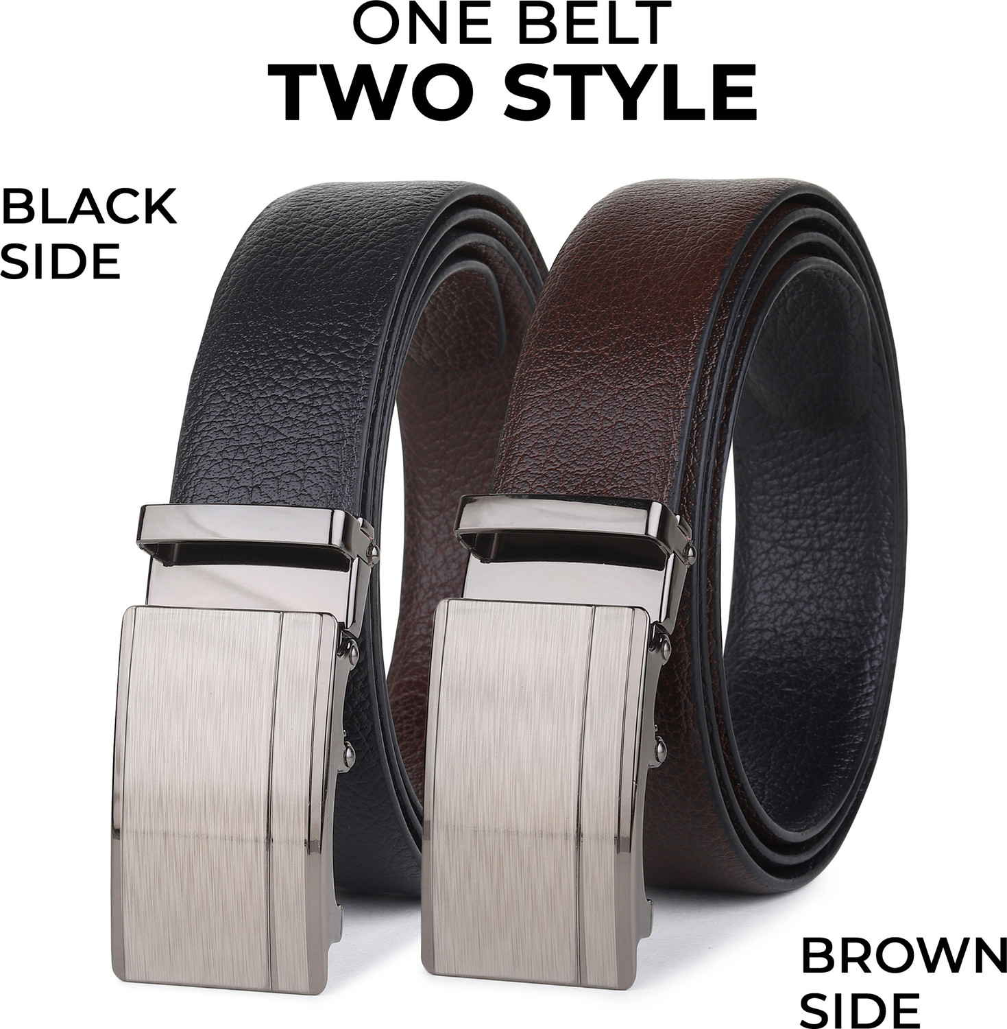 Image of EXOCOETUS Men Evening, Formal, Evening, Party Black Genuine Leather Reversible Belt