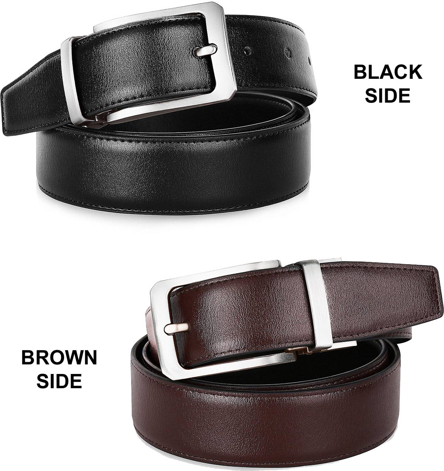 Roadster Men Black Reversible Leather Belt - Image 2