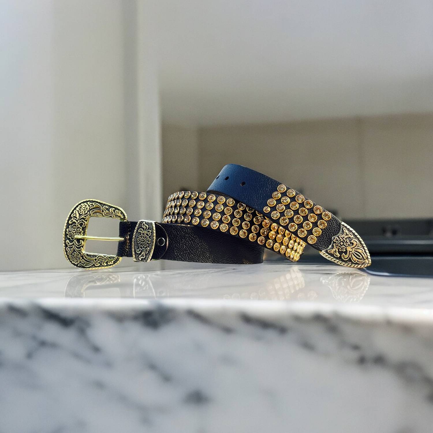MALIKBELT Men Black Genuine Leather Belt - Image 3