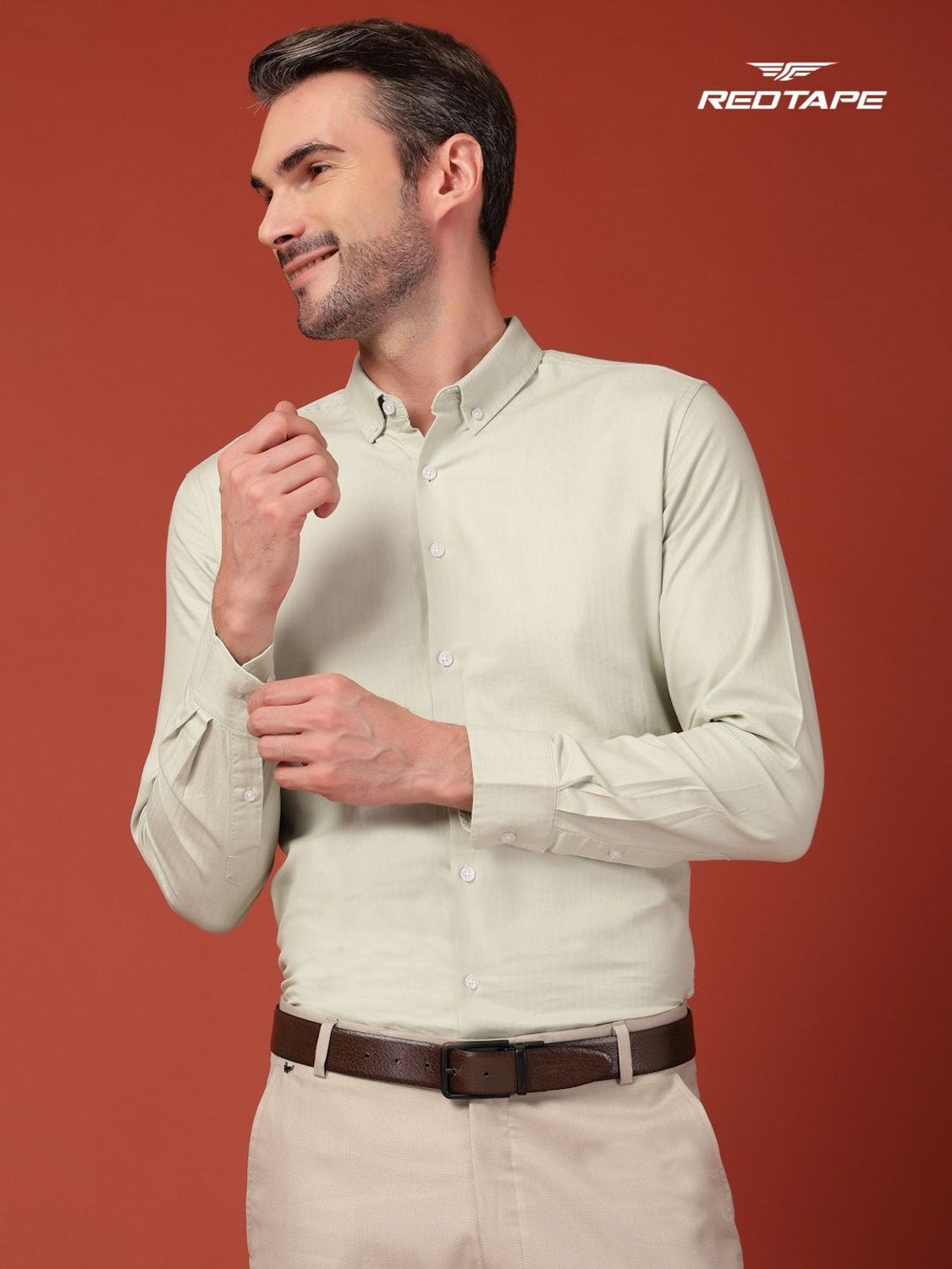 Image of RED TAPE Men Formal Black, Brown Genuine Leather Reversible Belt