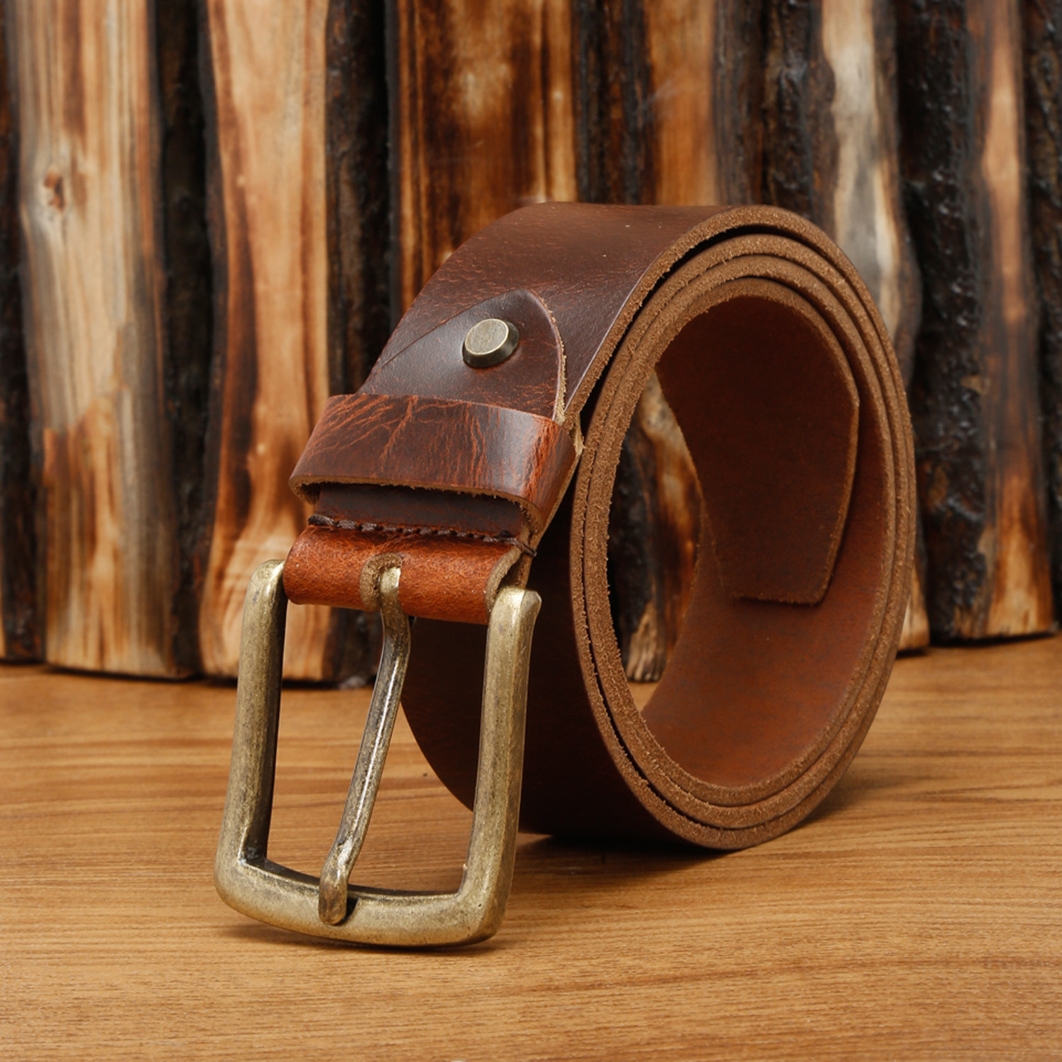Image of LOUIS STITCH Men Casual Brown Genuine Leather Belt