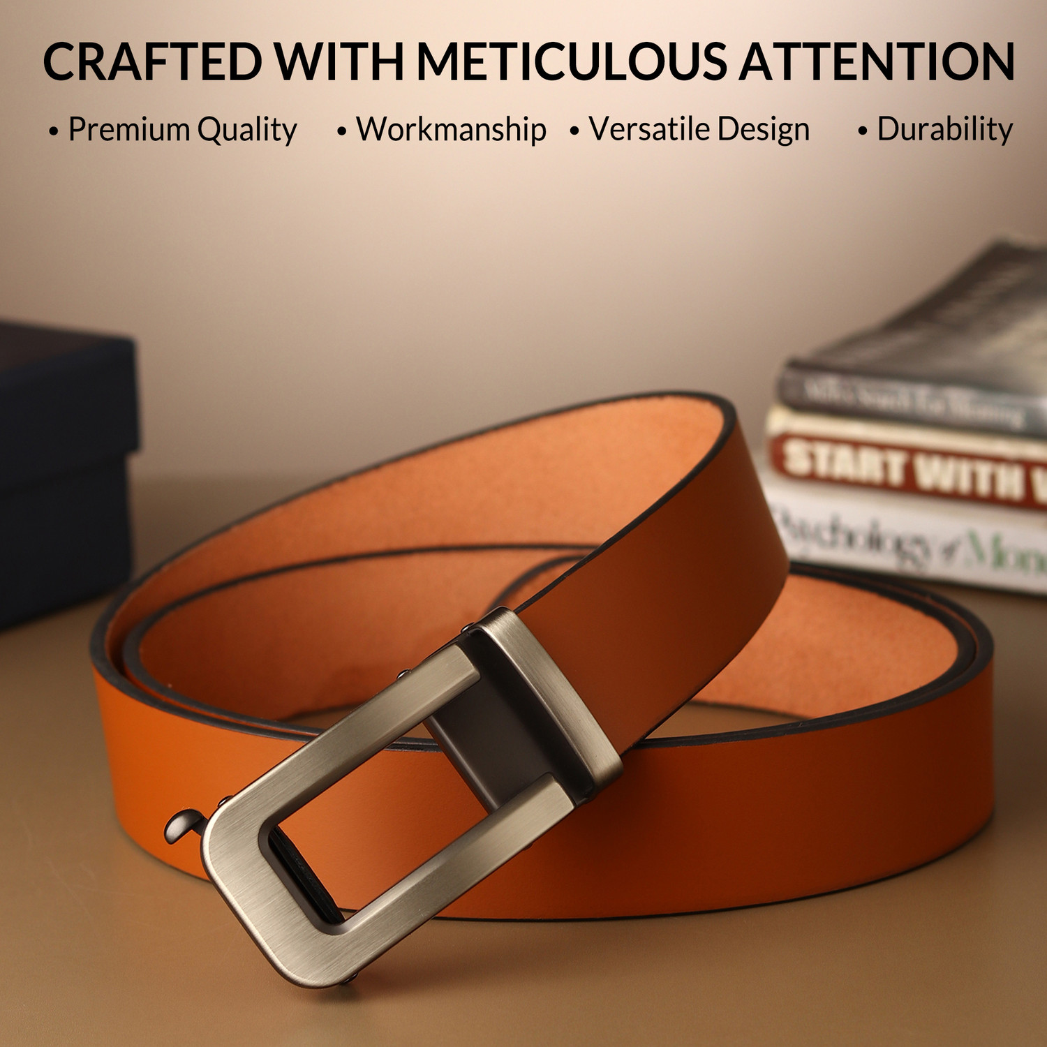 Image of WARCKS Men Formal Tan Genuine Leather Belt