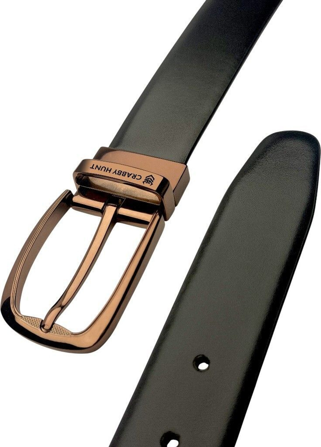Image of CRABBY HUNT Men Casual, Evening, Formal, Party Brown, Black Genuine Leather Reversible Belt