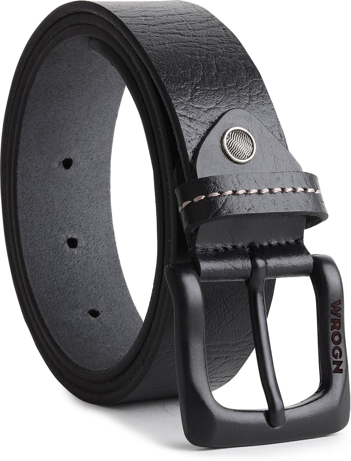 Image of WROGN Men Formal, Casual, Evening, Party Black Genuine Leather Belt