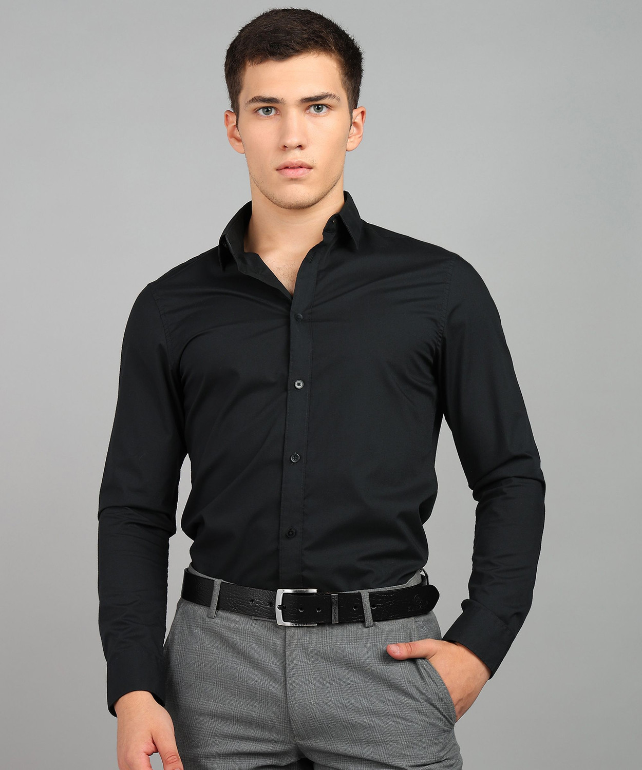 Image of KAEZRI Men Casual, Evening, Formal, Party Black Genuine Leather Belt