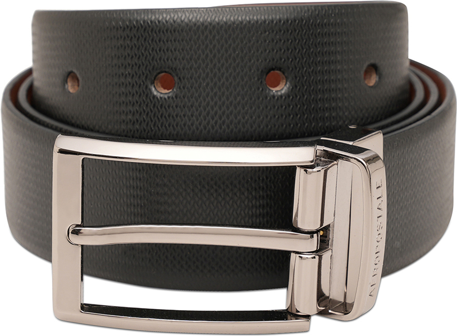 Image of AEROPOSTALE Men Casual Black Genuine Leather Reversible Belt