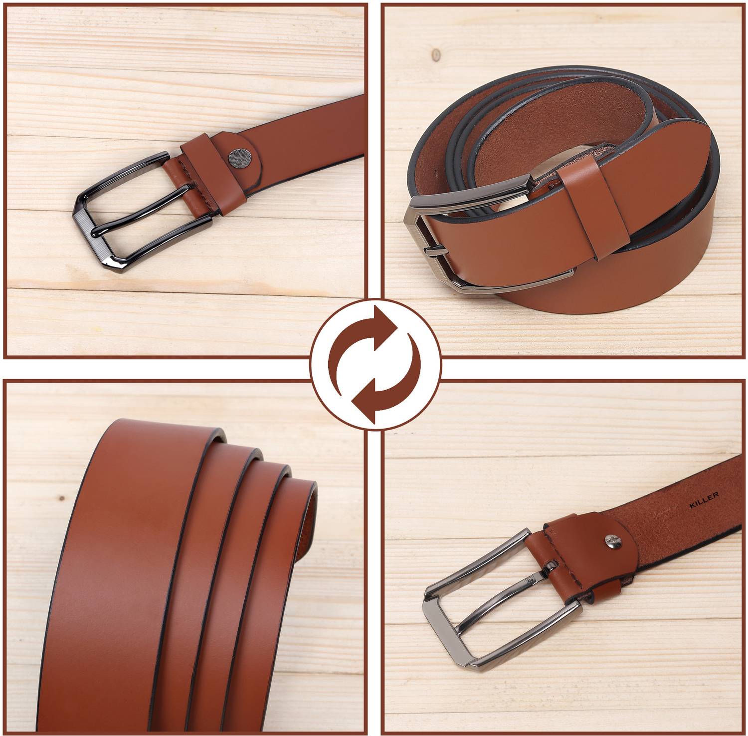 KILLER Men Tan Leather Belt - Image 4