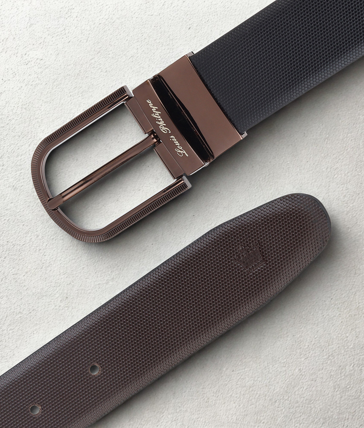 Image of LOUIS PHILIPPE Men Casual, Formal Black, Brown Genuine Leather Reversible Belt