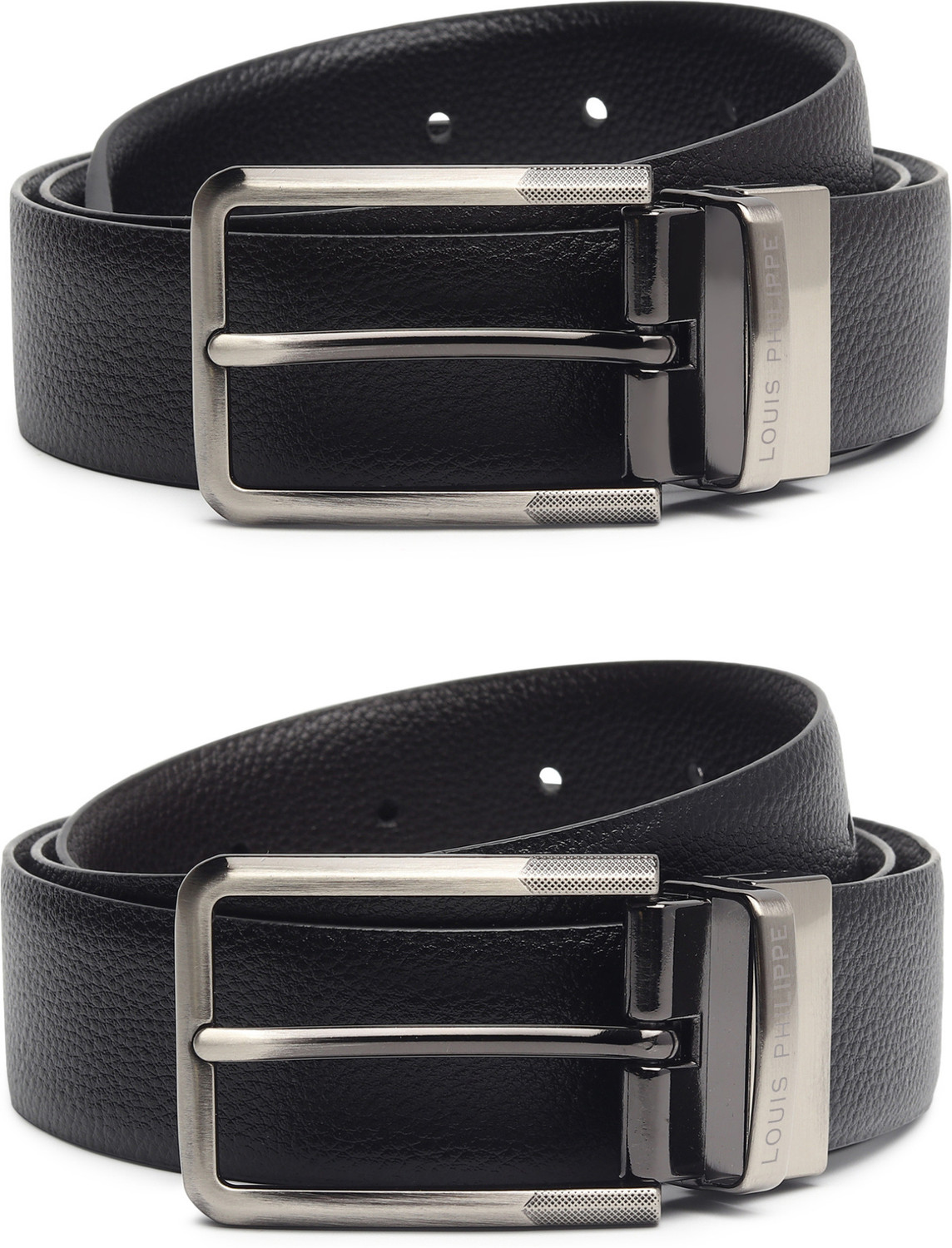 Image of LOUIS PHILIPPE Men Formal, Party Black, Brown Genuine Leather Reversible Belt