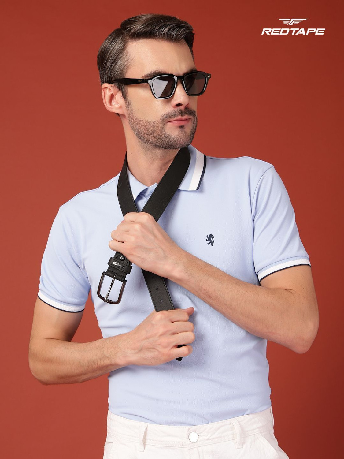 Image of RED TAPE Men Formal Black Genuine Leather Belt