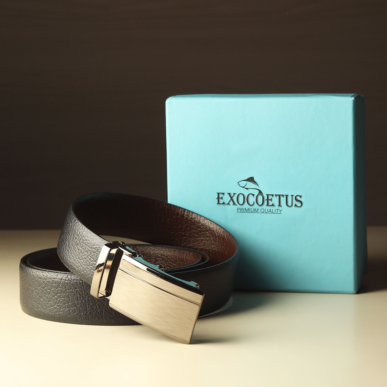 Image of EXOCOETUS Men Evening, Formal, Evening, Party Black Genuine Leather Reversible Belt