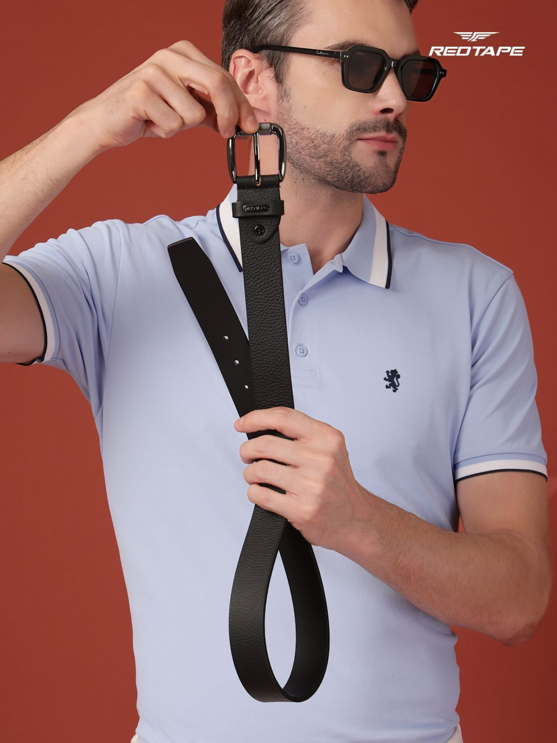 Image of RED TAPE Men Formal Black Genuine Leather Belt