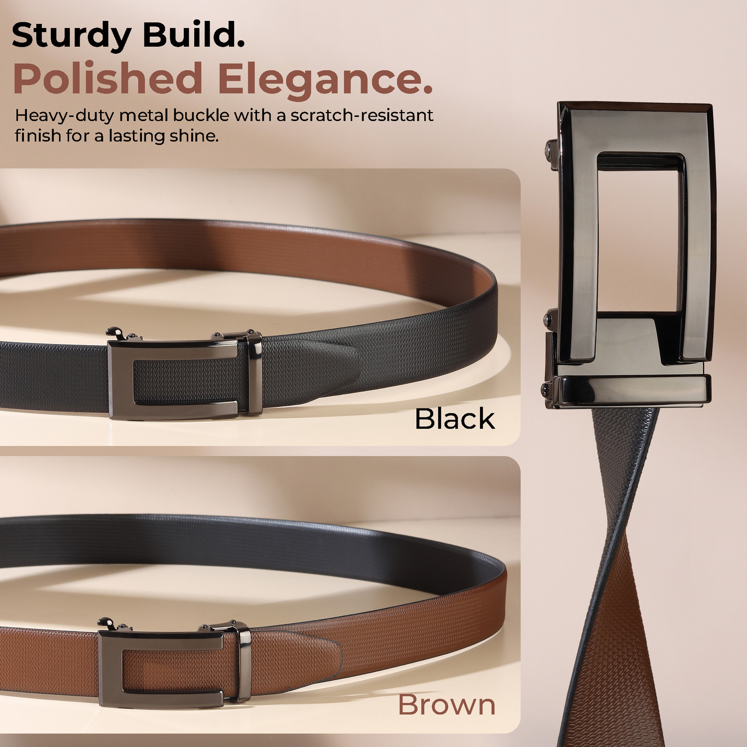 Image of Roadster Men Formal, Casual, Evening, Party Black Genuine Leather Belt