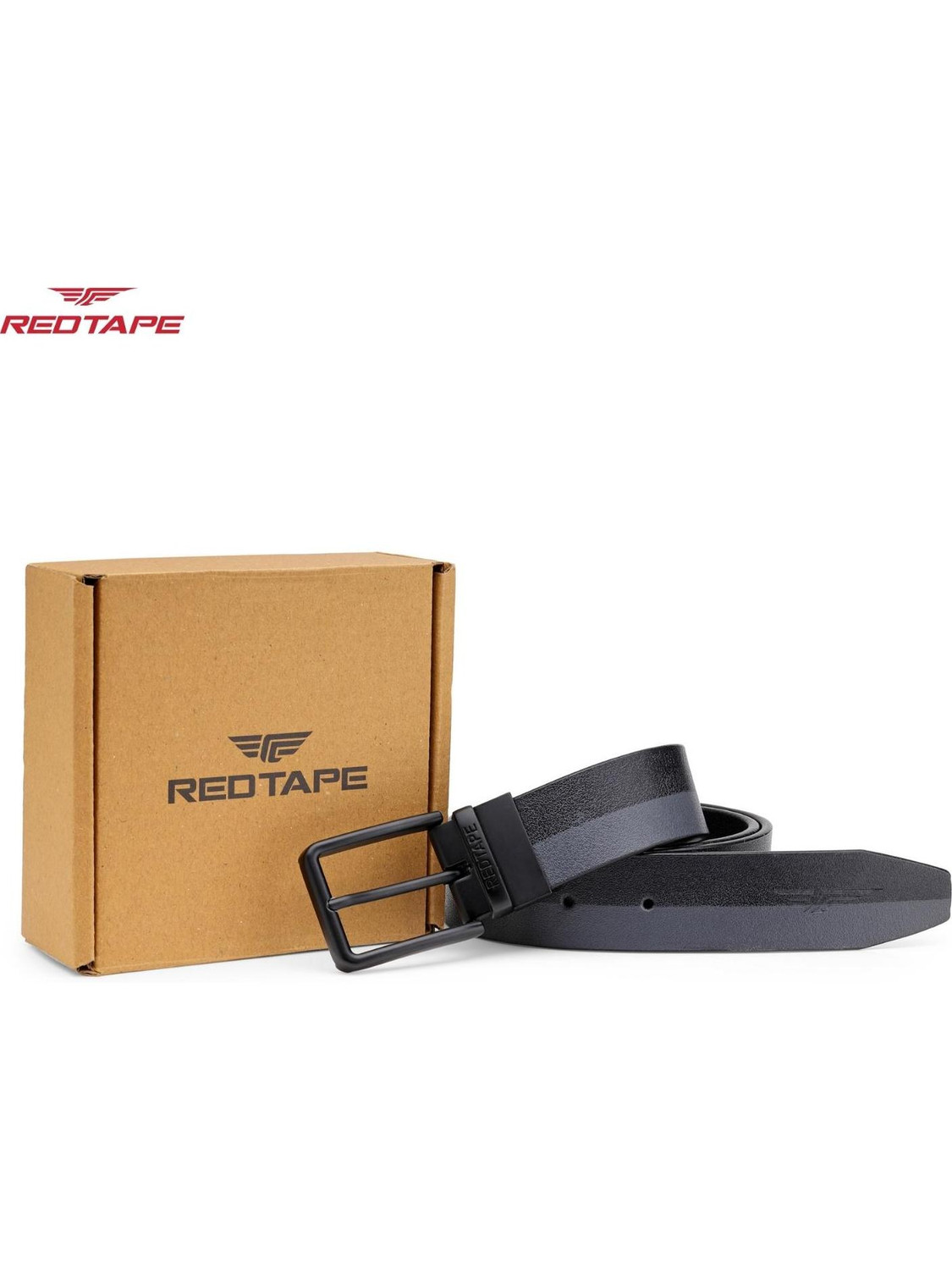 Image of RED TAPE Men Formal Black Genuine Leather Reversible Belt