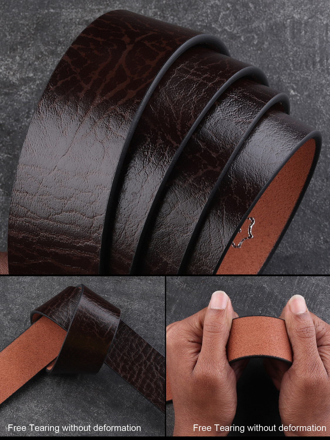 Image of PROVOGUE Men Casual Brown Genuine Leather Belt