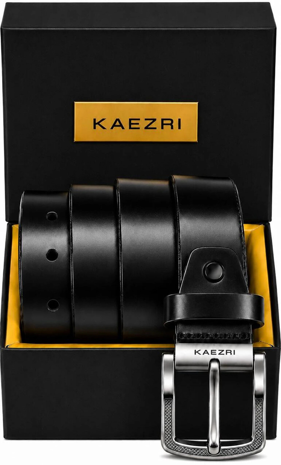 Image of KAEZRI Men Casual, Evening, Formal, Party Black Genuine Leather Belt