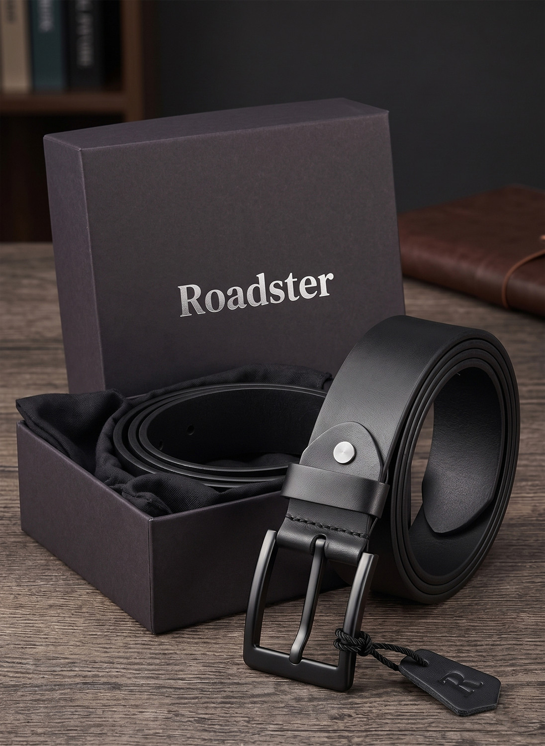 Image of Roadster Men Formal, Casual, Evening, Party Black Genuine Leather Belt