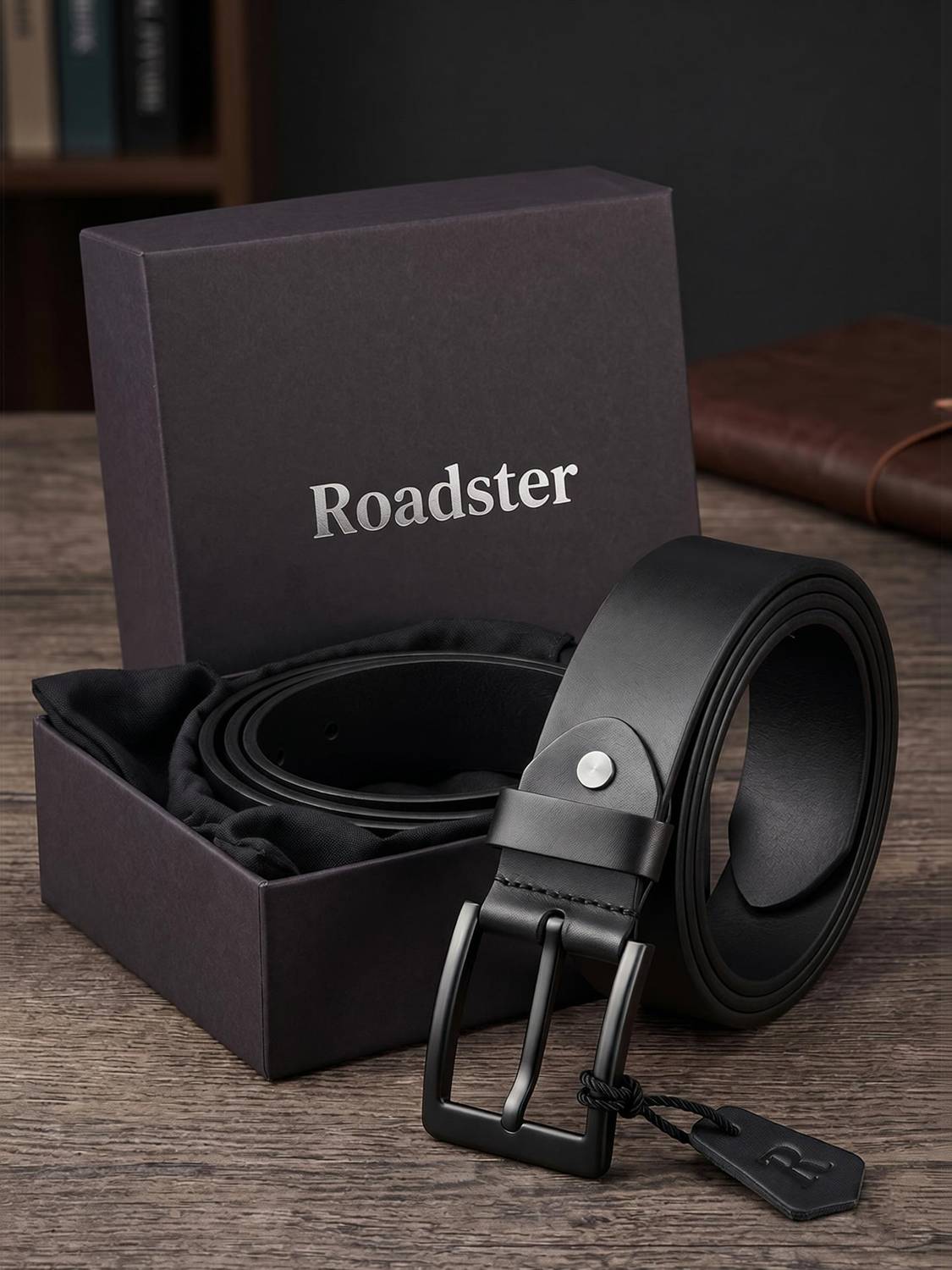 Roadster Men Black Leather Belt - Image 1