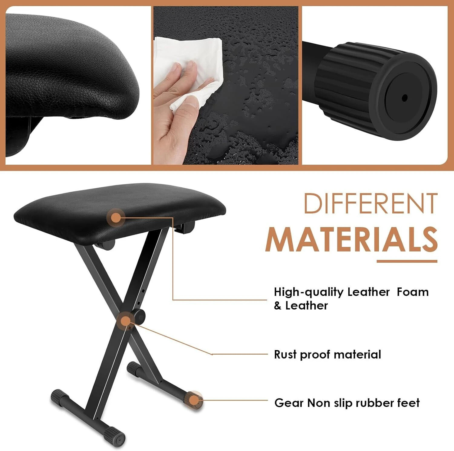 Image of intern Height Adjustable Keyboard padded Stool bench for Piano and Keyboard Stool Bhapang Instrument