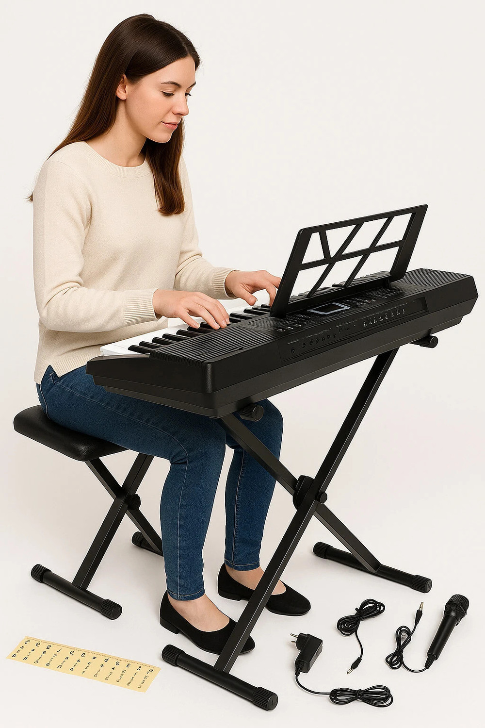 Image of intern Height Adjustable Keyboard padded Stool bench for Piano and Keyboard Stool Bhapang Instrument
