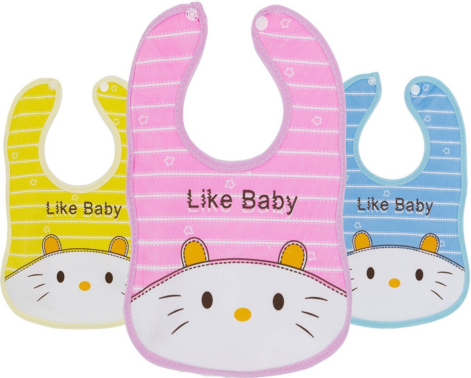 The Cheeky Kidzz Pack Of 3 Newborn Baby Cotton Durable Feeding Snap Button Aprons Bibs