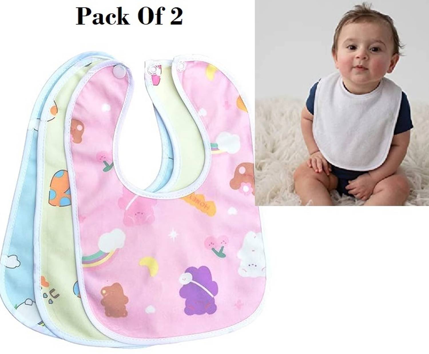 Buyer Choice (Pack Of 2) New Born Baby Fast Dry, Double Layered , Water Proof Cotton Bibs