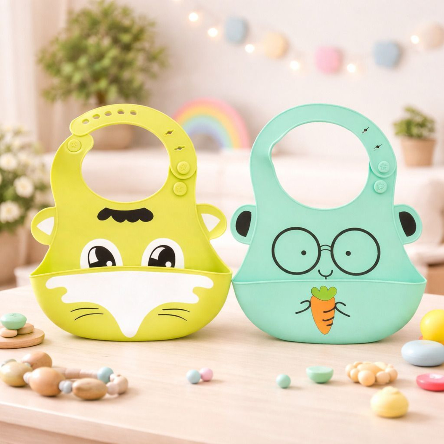 Image of AEREX Silicone Baby Feeding Bib with Food Catcher For Weaning Babies & Toddlers