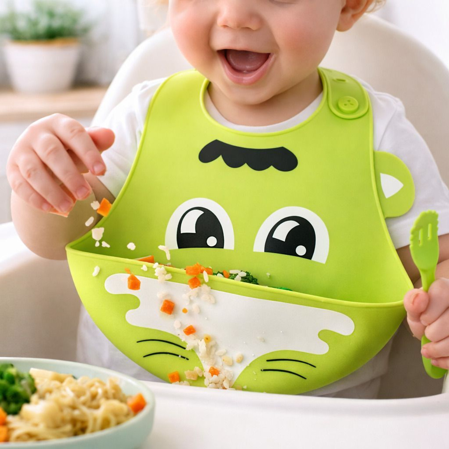 Image of AEREX Silicone Baby Feeding Bib with Food Catcher For Weaning Babies & Toddlers