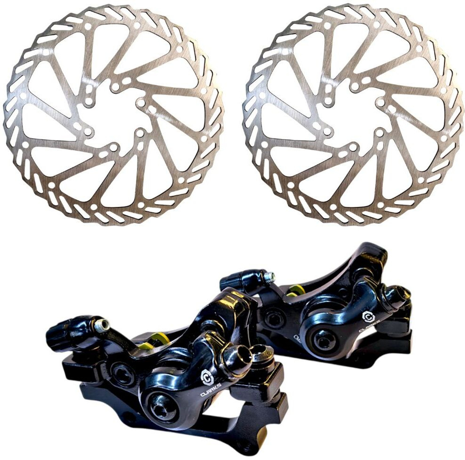 Image of CARBON BIKE Clarks CMD-24 Mechanical Disc Brake Set | Machine With Rotor Bicycle Brake Disk