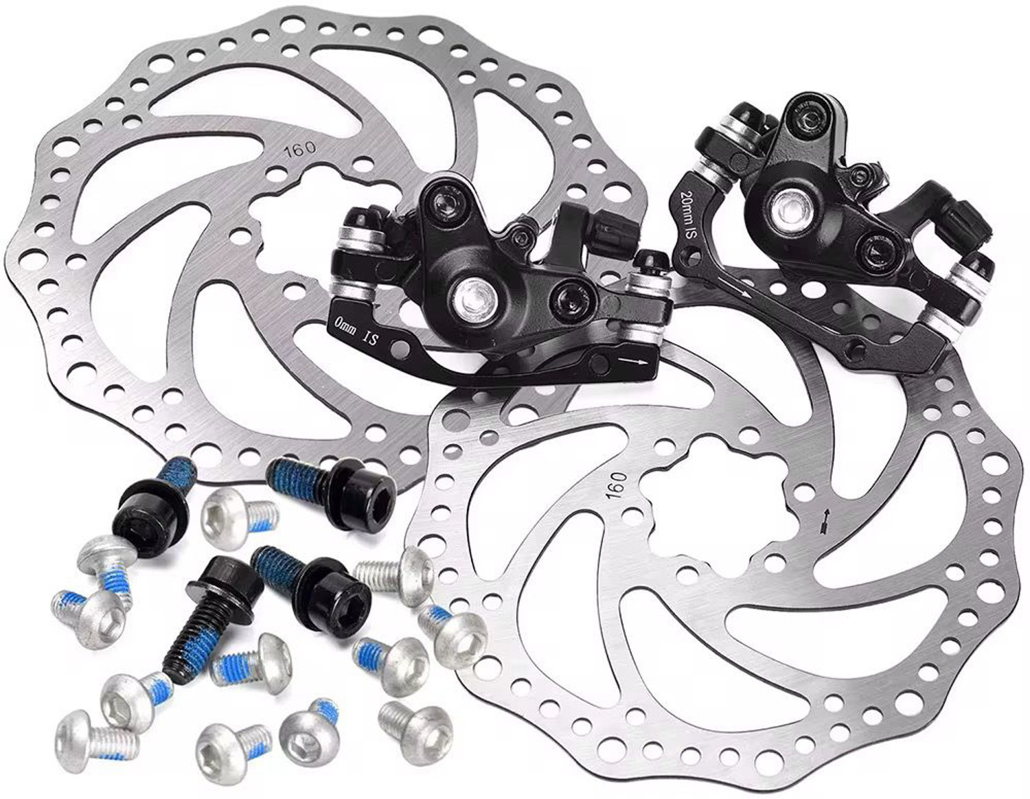 Image of BROKE BRAND DM-06 Disc Brake Set | Front & Rear Calipers with 160mm Rotors Bicycle Brake Disk