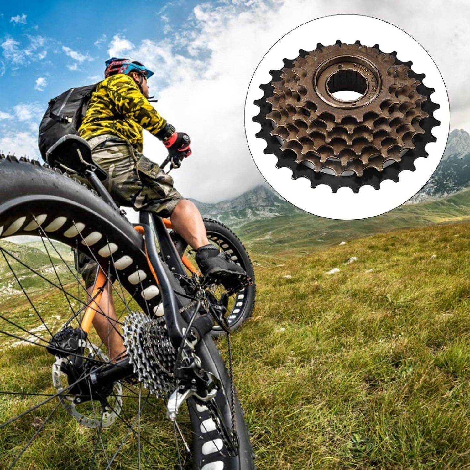 Image of DSTECHBAR 7 Speed Bicycle Freewheel 14-28 T Road Compatible with Gear Cycle 21 Speed Bicycle Brake Disk