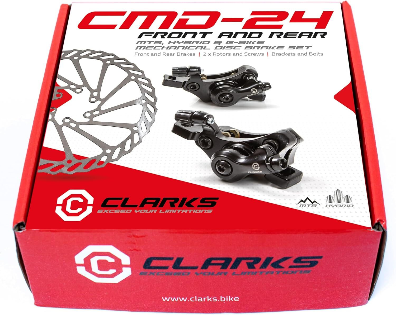 Image of CARBON BIKE Clarks CMD-24 Mechanical Disc Brake Set | Machine With Rotor Bicycle Brake Disk