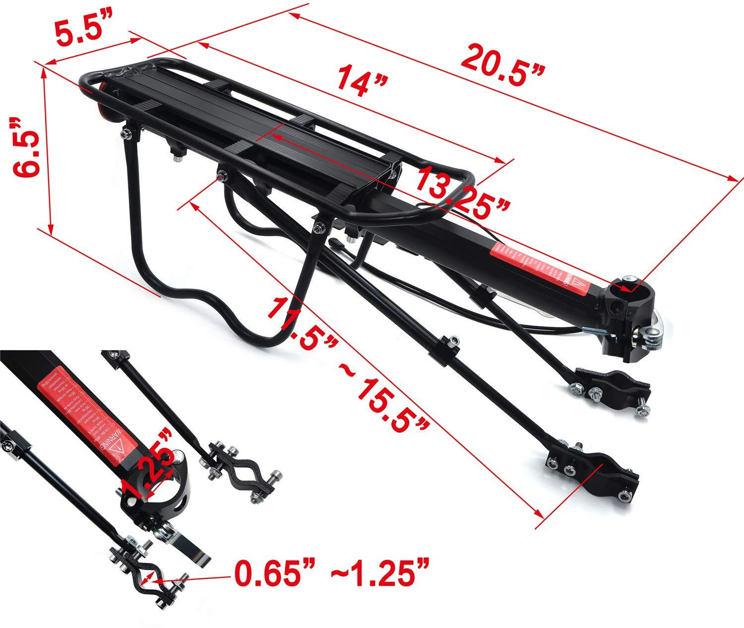 Image of NSV Cycle Carrier Aluminum Alloy Adjustable Rear Rack 110 Lbs Capacity Aluminium Bicycle Carrier
