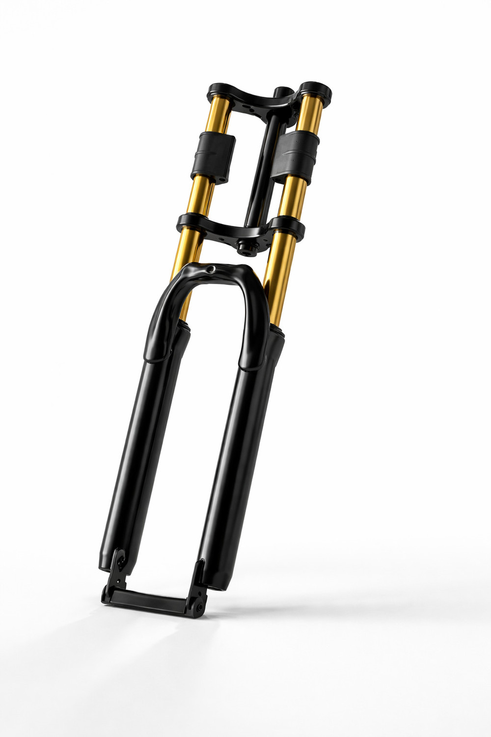 Image of Furix Double Crown Suspension Fork for 26 inch MTB - Matte Black & Gold (Threadless,38mm) Steel Mountain Bike Bicycle Fork