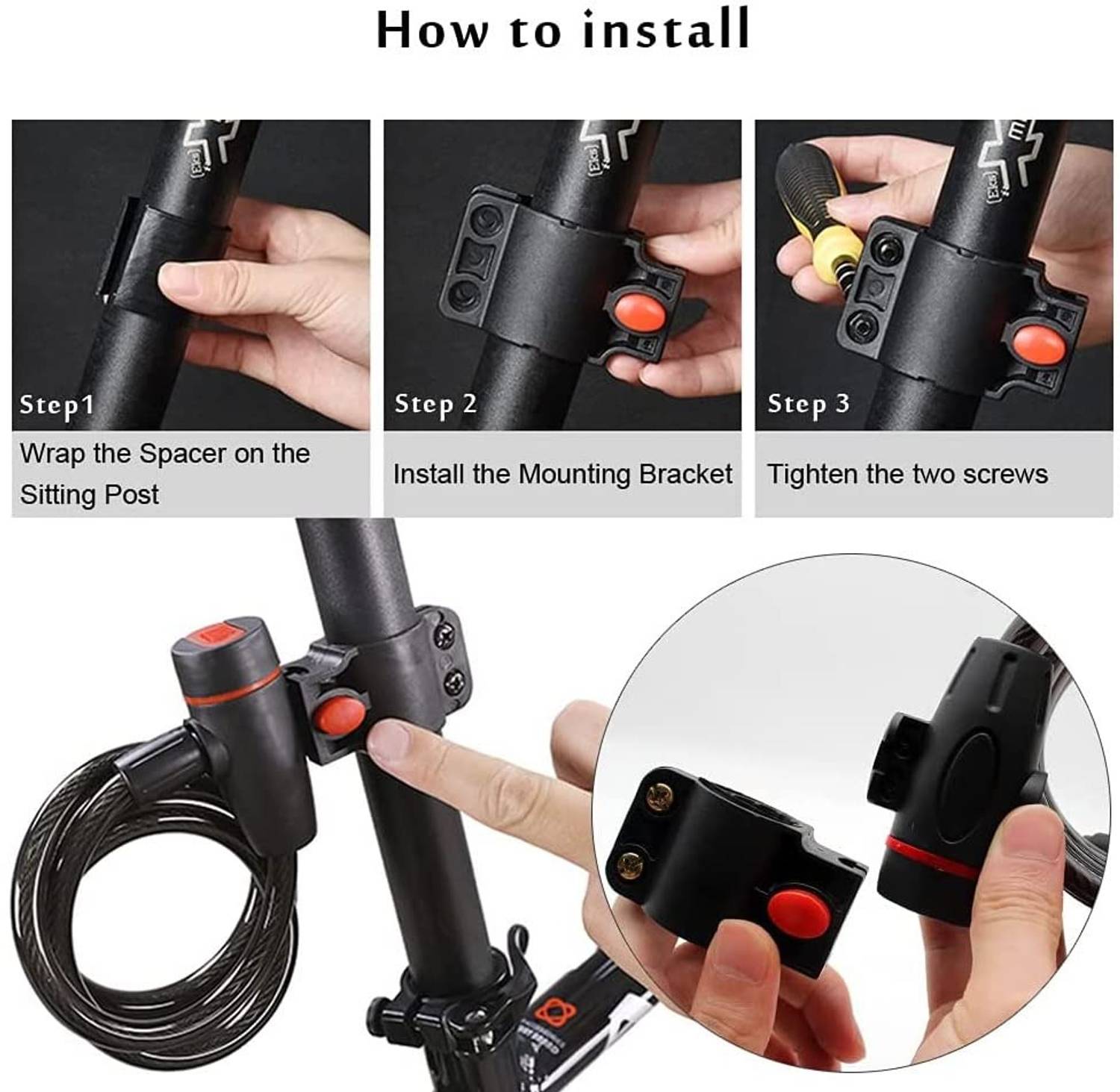 GJSHOP Bicycle Anti Theft Cable Lock with 2 Keys - Image 5