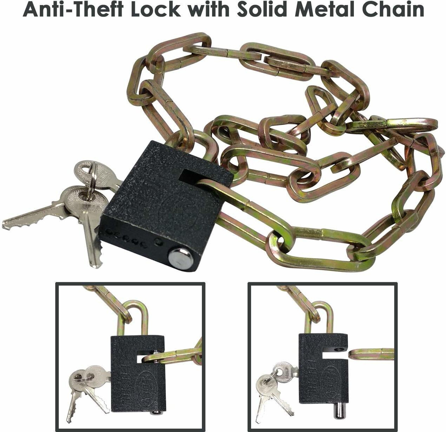 Image of APNA KANHA Heavy Metal Chain with One Medium Size Lock for Travel Luggage Safety, Bike, Cycle Cycle Lock