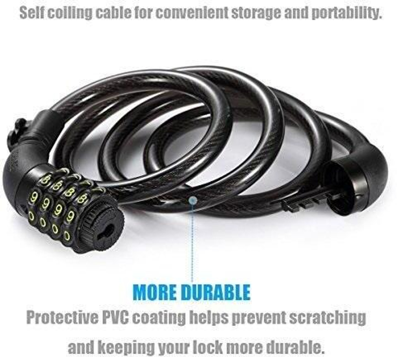 Image of Wifton 4 Digital Code Password Combination Lock Cable Cycle Lock