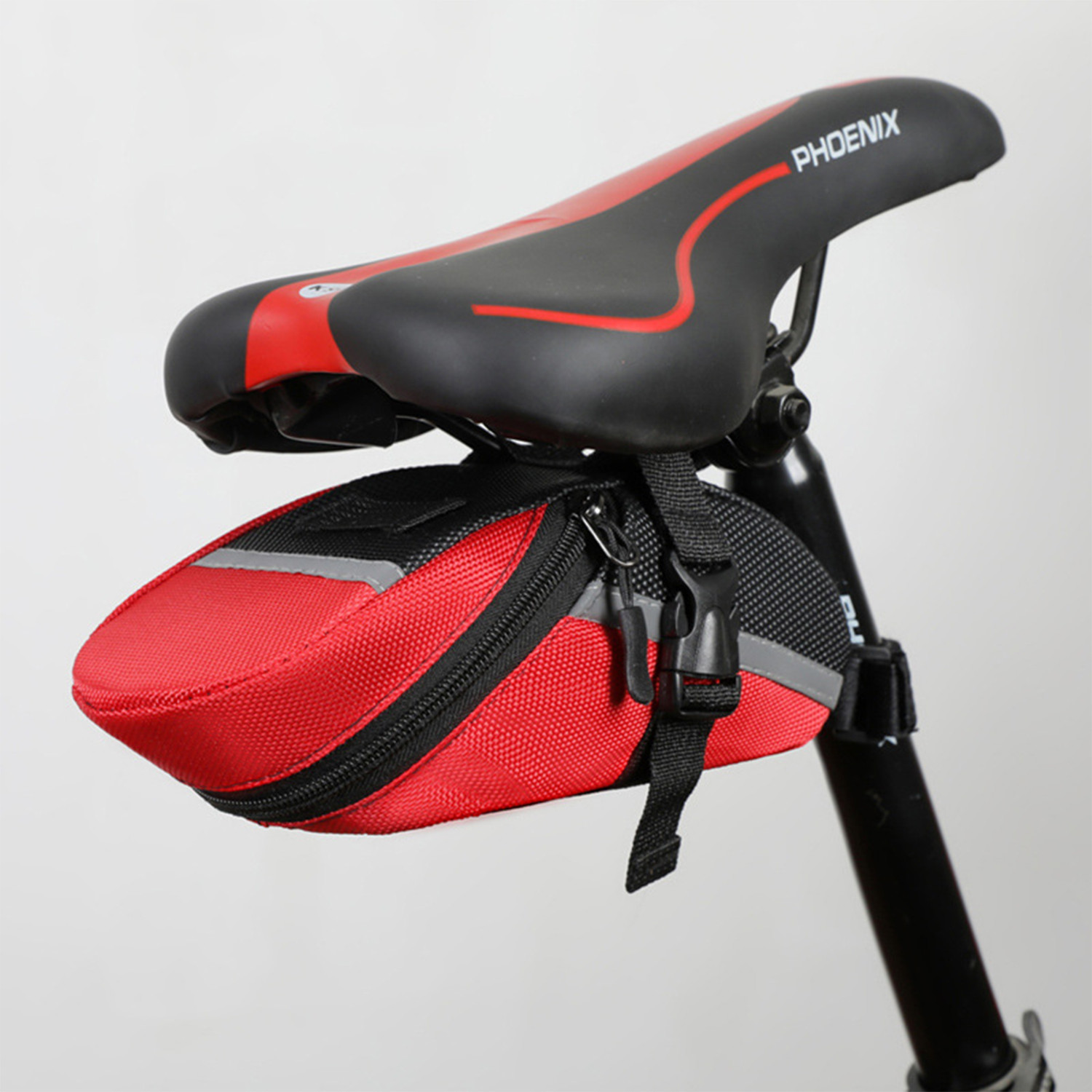 Image of KRAPTICK Waterproof Cycling Pouch & Bicycle Storage Bag Fits as Cycle Frame Bag (Red) Bicycle Phone Holder