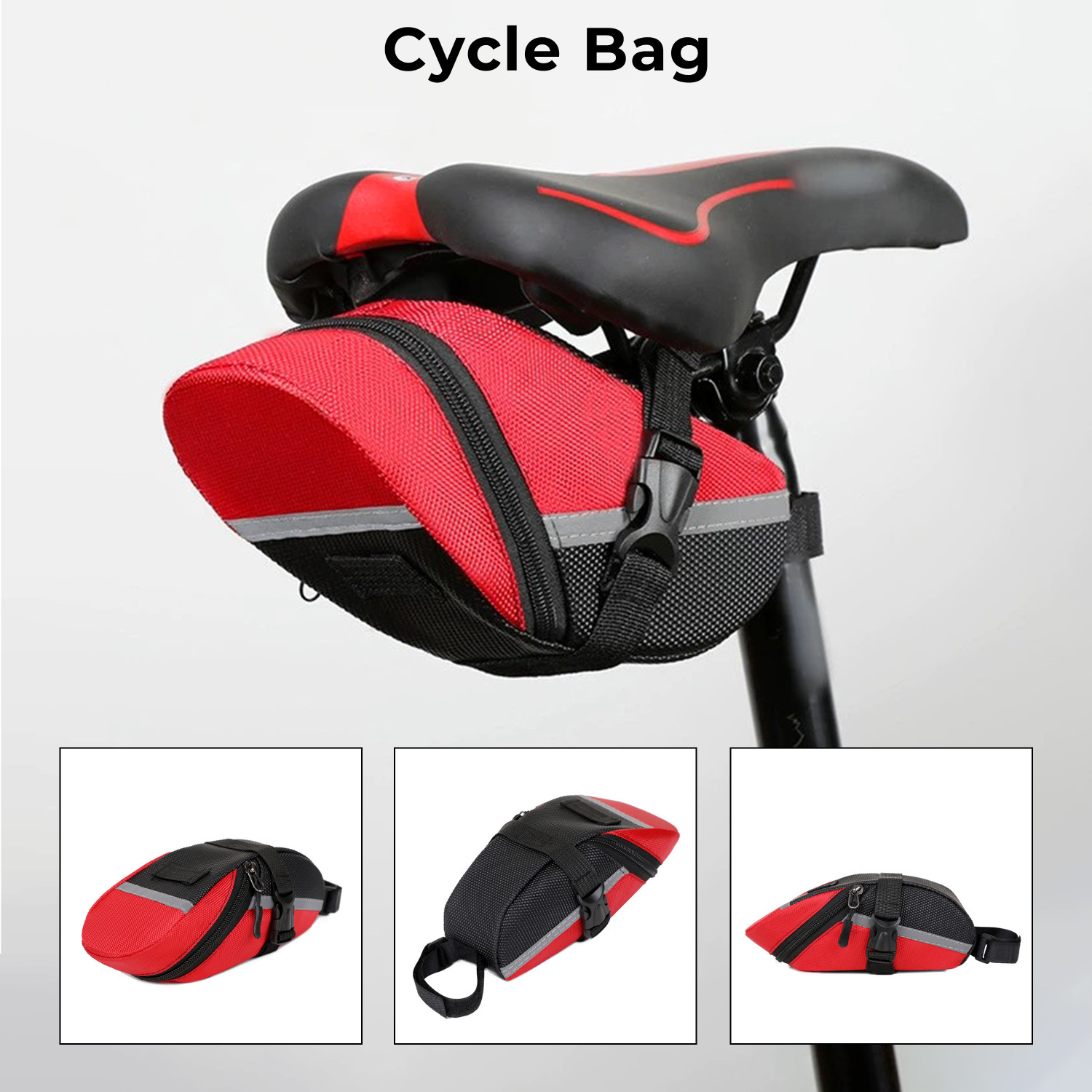 Image of KRAPTICK Waterproof Cycling Pouch & Bicycle Storage Bag Fits as Cycle Frame Bag (Red) Bicycle Phone Holder
