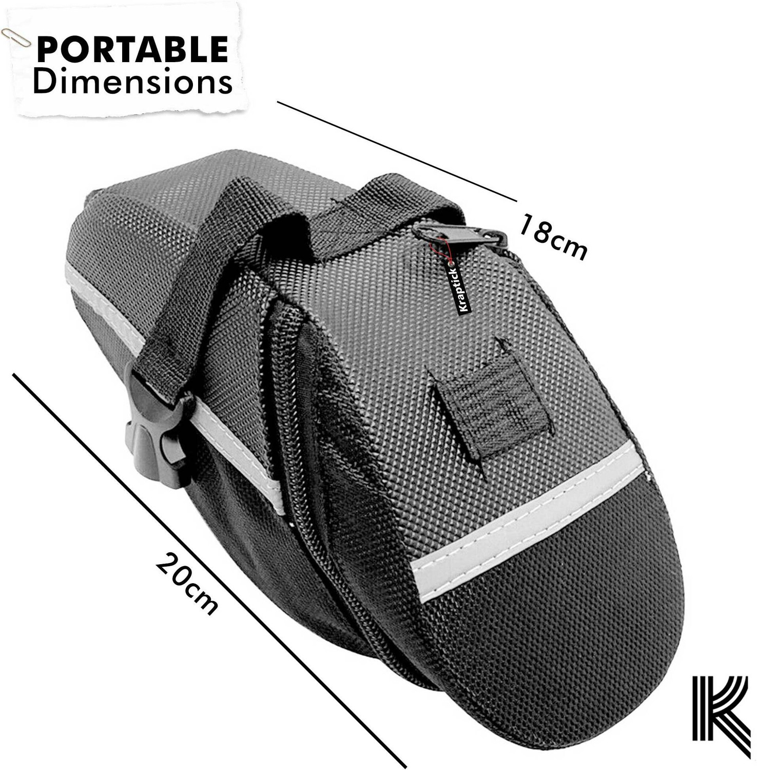 Image of KRAPTICK Waterproof Cycle Bag, Cycle Tail Bag, Cycle Seat Bag, Cycle Storage Pouch- Black Bicycle Phone Holder