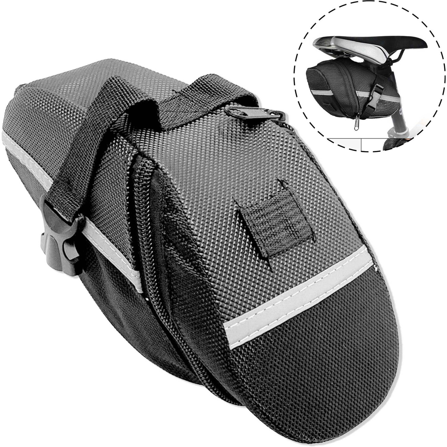 Image of KRAPTICK Waterproof Cycle Bag, Cycle Tail Bag, Cycle Seat Bag, Cycle Storage Pouch- Black Bicycle Phone Holder