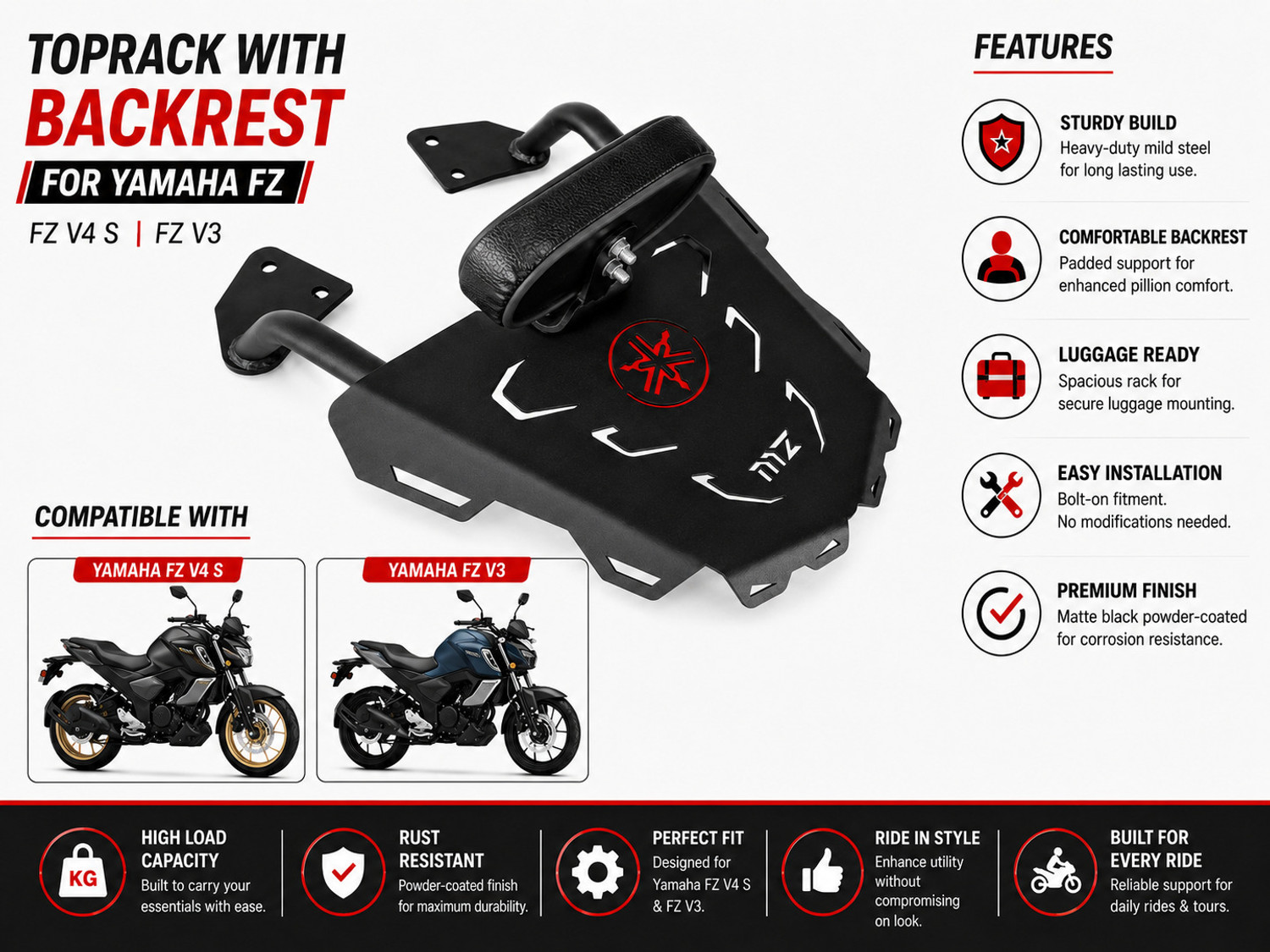 Image of MOXZILLA Adjustable Passenger Backrest