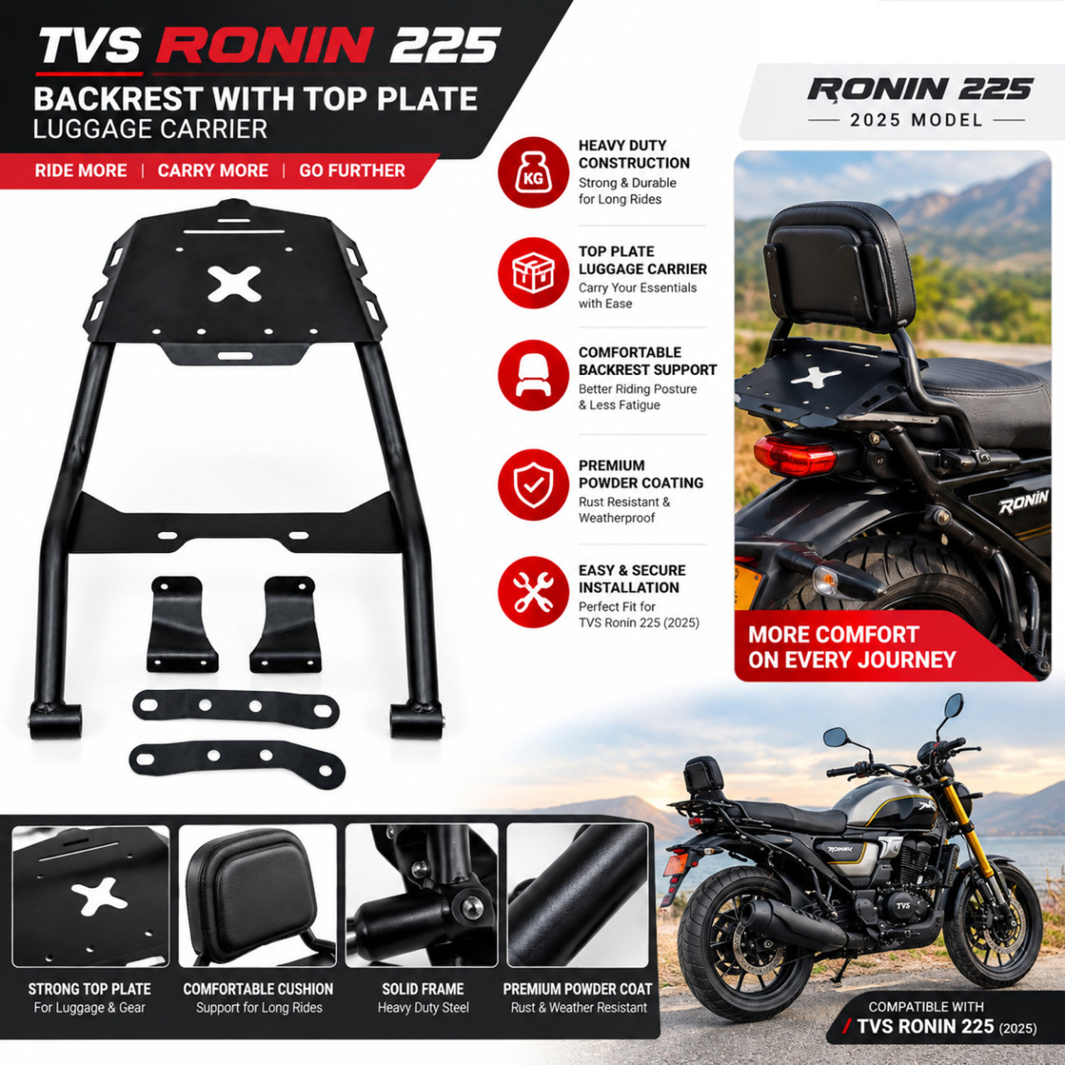Image of KILLERRYDER Adjustable Passenger Backrest
