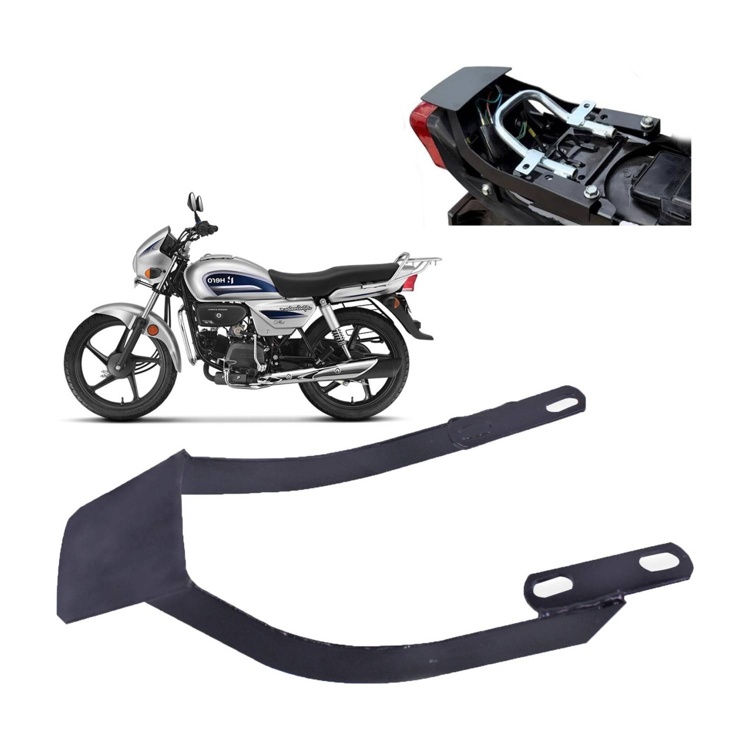Autoladders Rear Seat Tail Panel Patti Metal Tail Protector For Splendor, Splendor Pro Bike Crash Guard