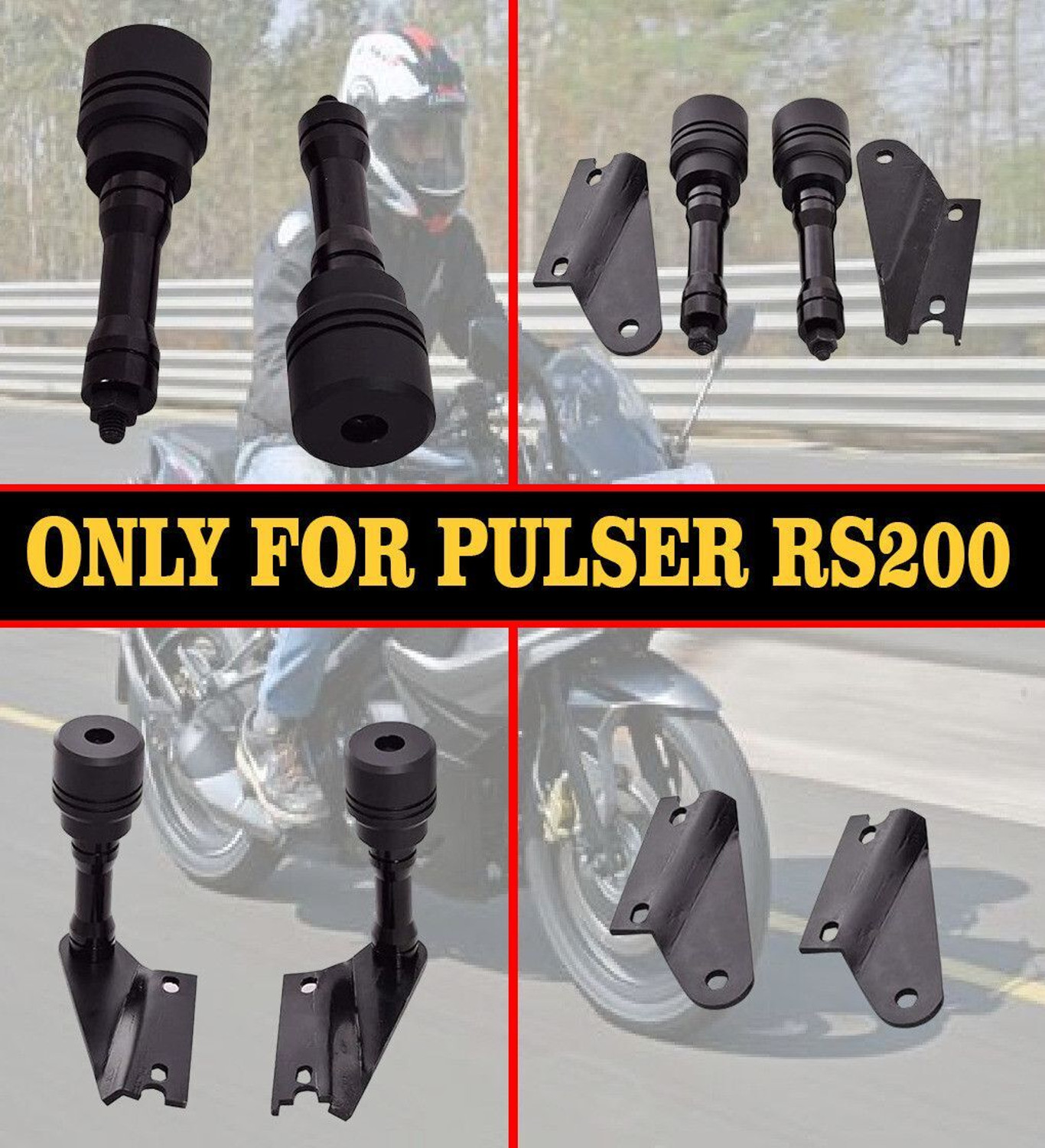Image of ASRYD Heavy Quality Pulsar Rs 200 Frame Slider Crash Guard with Brackets Black