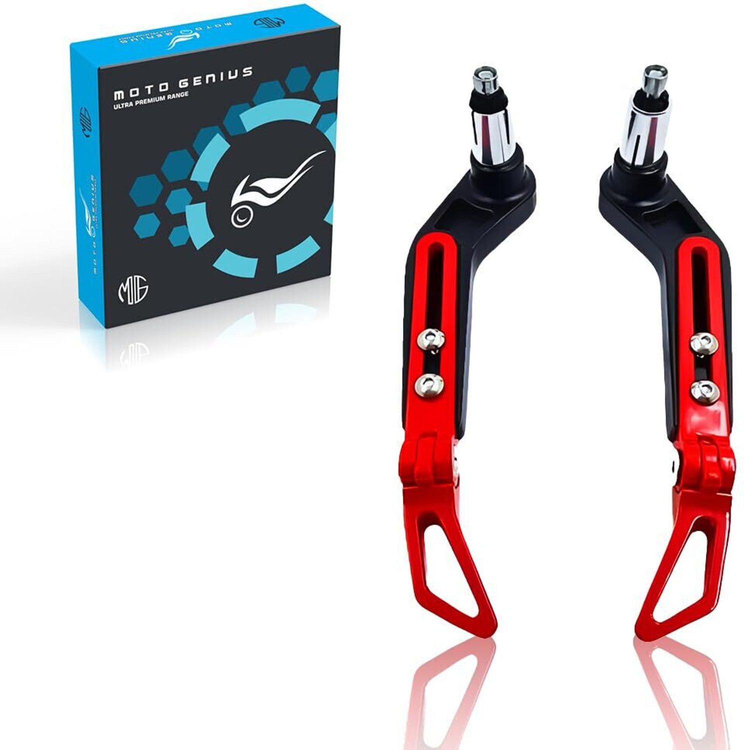 Image of Moto Genius Premium Adjustable Brake Clutch Lever Protector for Motorcycles Safety - Red Bike Crash Guard