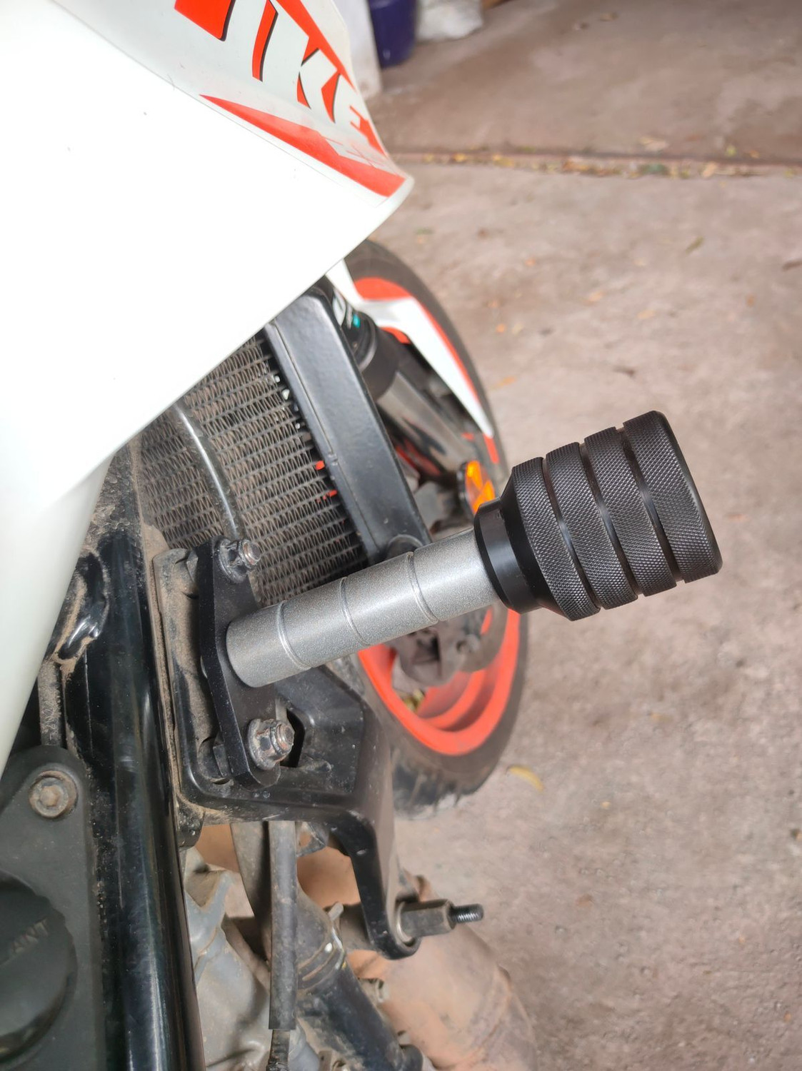 Image of MOXZILLA Duke 250 Frame Slider Silver Bike Crash Guard