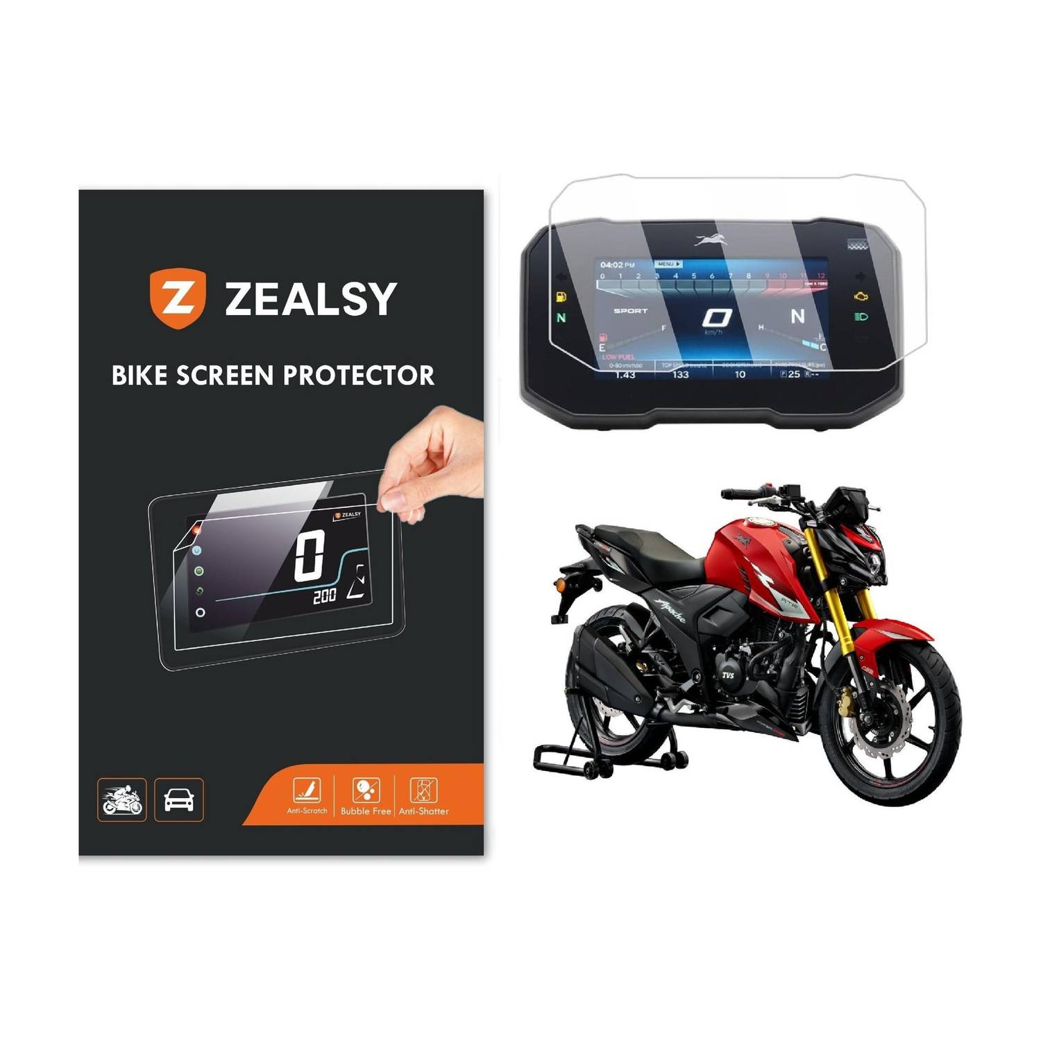 Zealsy Screen Guard for Apache 160 4V TFT Digital Speedometer Display Protector Bike Display Screen Guard