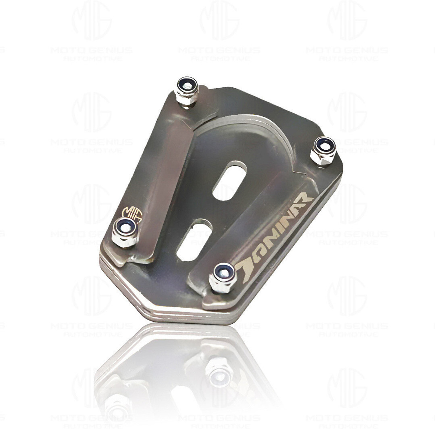 Image of Moto Genius Stainless Steel Side Stand Extender for Dominar 250 & 400 Bike Crash Guard