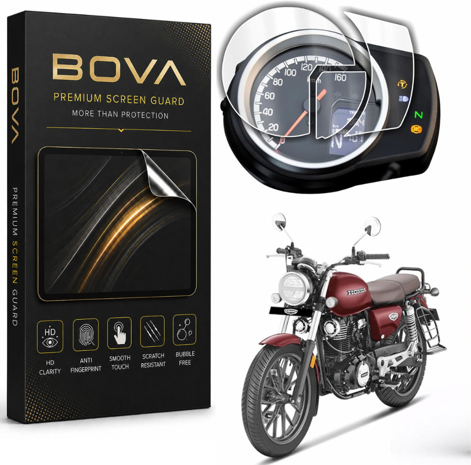 Image of BOVA Premium Screen Guard for Honda Hness CB350 Bike Display Screen Guard (Honda)
